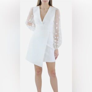 BCBG Womens Floral Sheer Sleeve Cocktail Party Dress, size 2